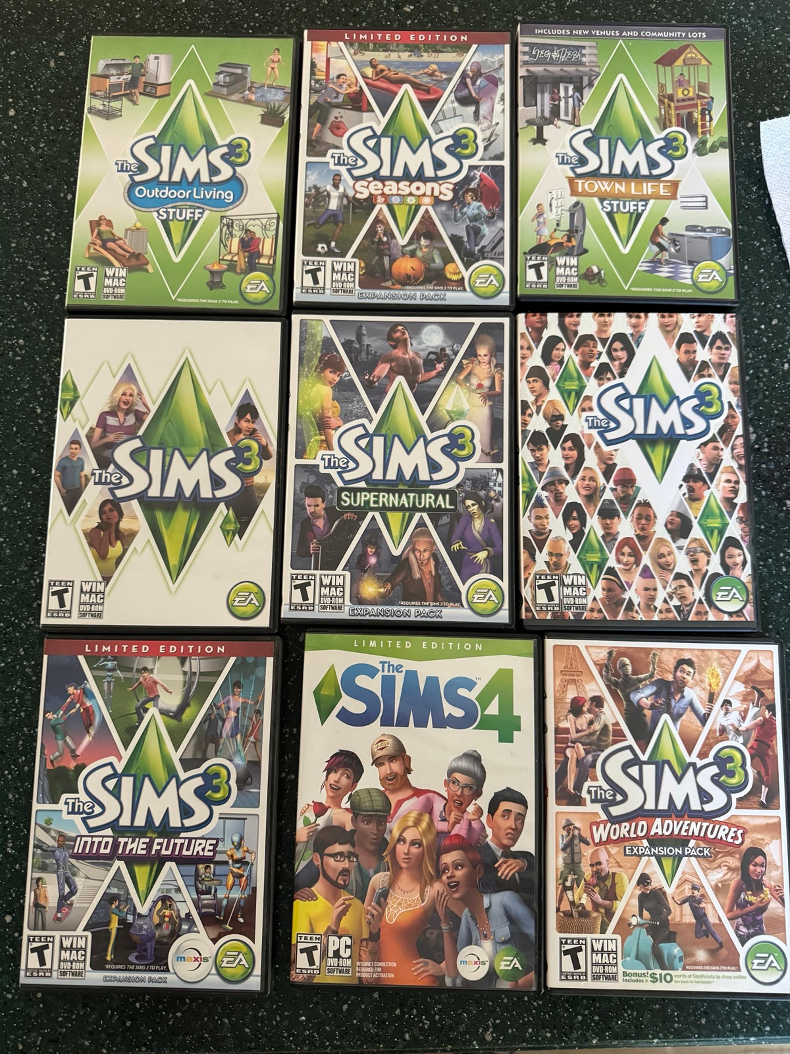 Lot 9 Sims 3 & 4 PC Games Expansion Packs Supernatural Seasons Pets Town Life ++