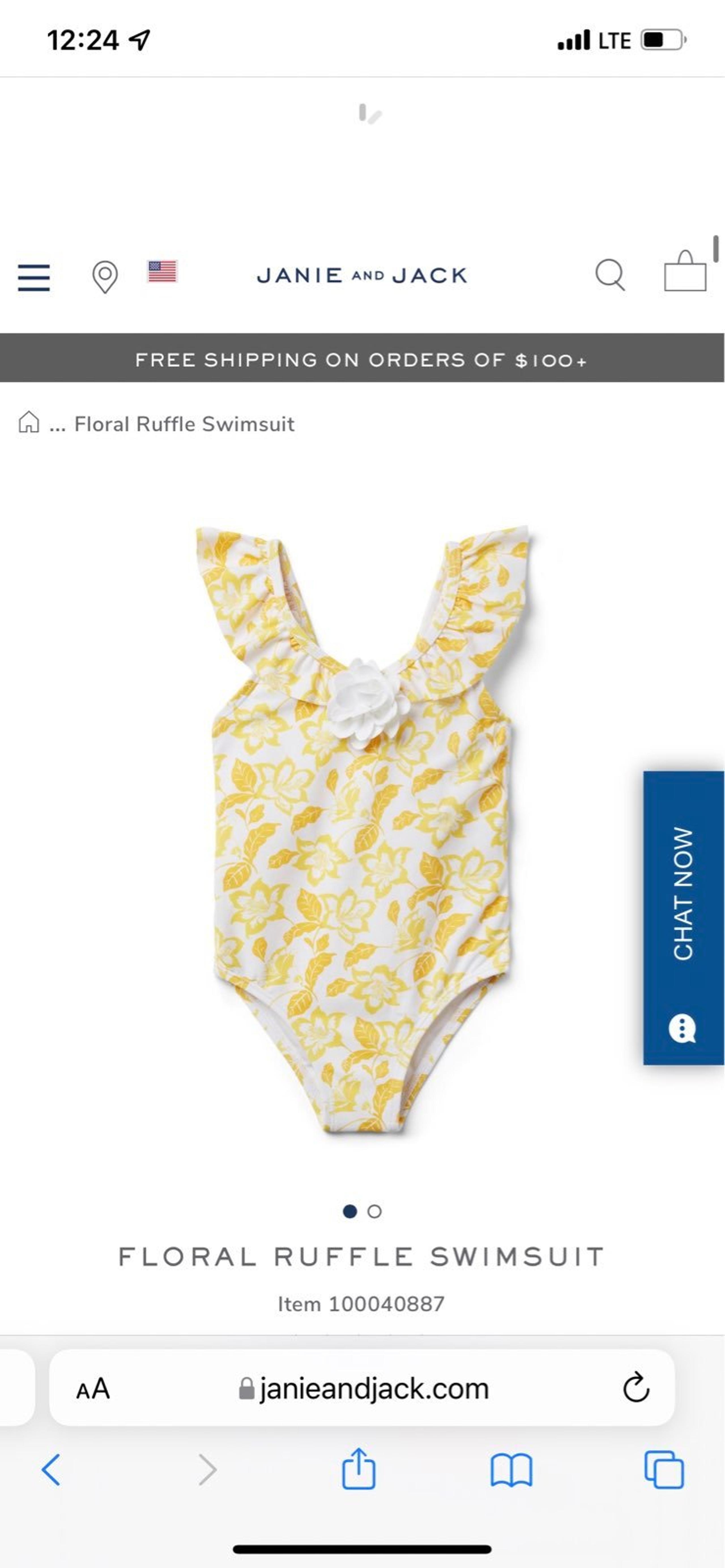 Janie & Jack size 5 girls one piece yellow swimsuit