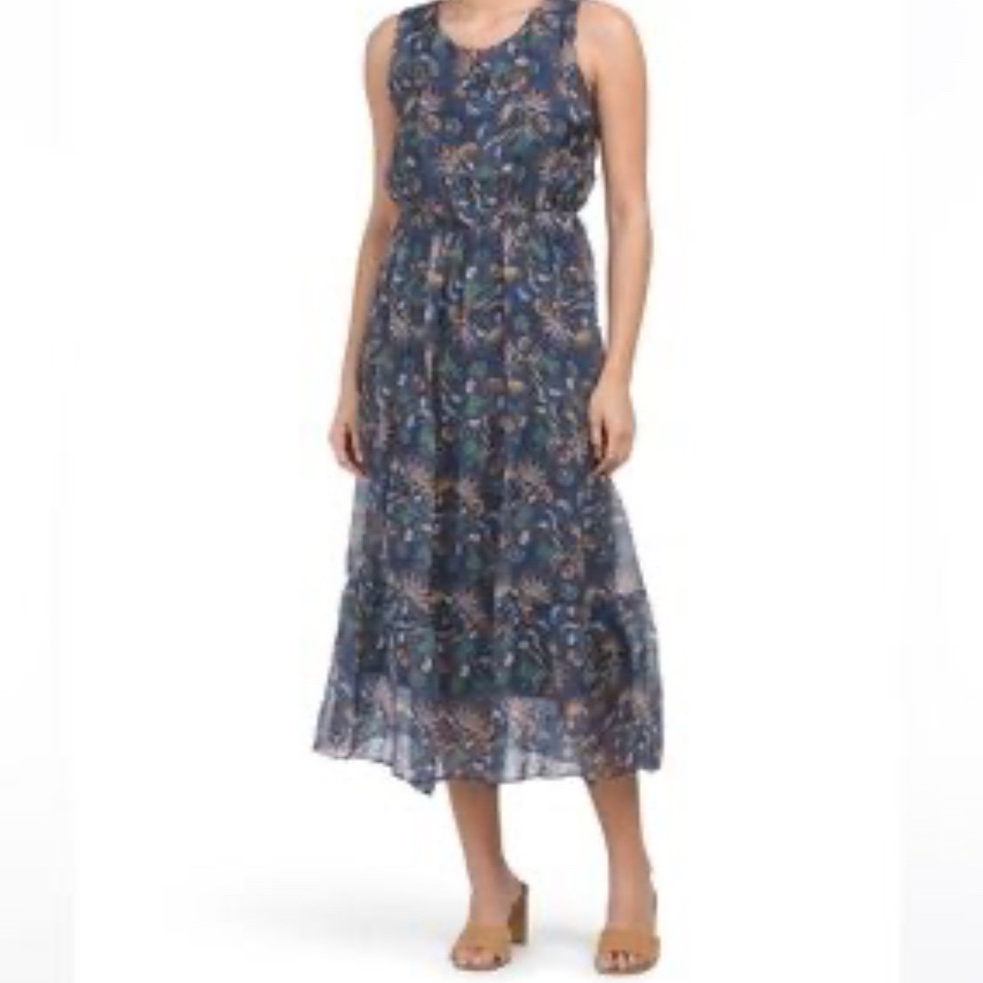 Anthropologie Laura Guidotti Silk Paisley Hi Lo Illusion Maxi Navy Dress Small