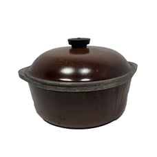Vintage Club Brown Dutch Oven Large Stock Pot With Lid Cast Aluminum Collectible