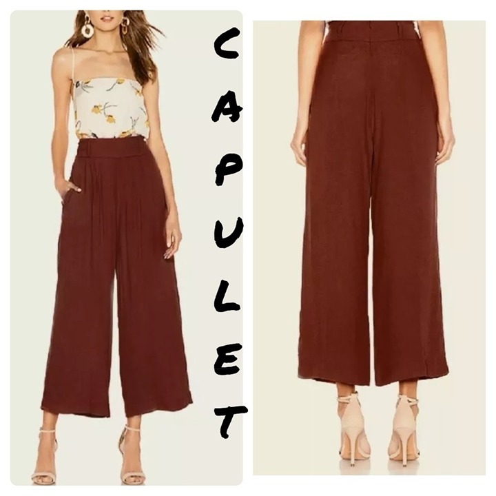 Lucy Pant in cinnamon. Wide leg linen blend fall