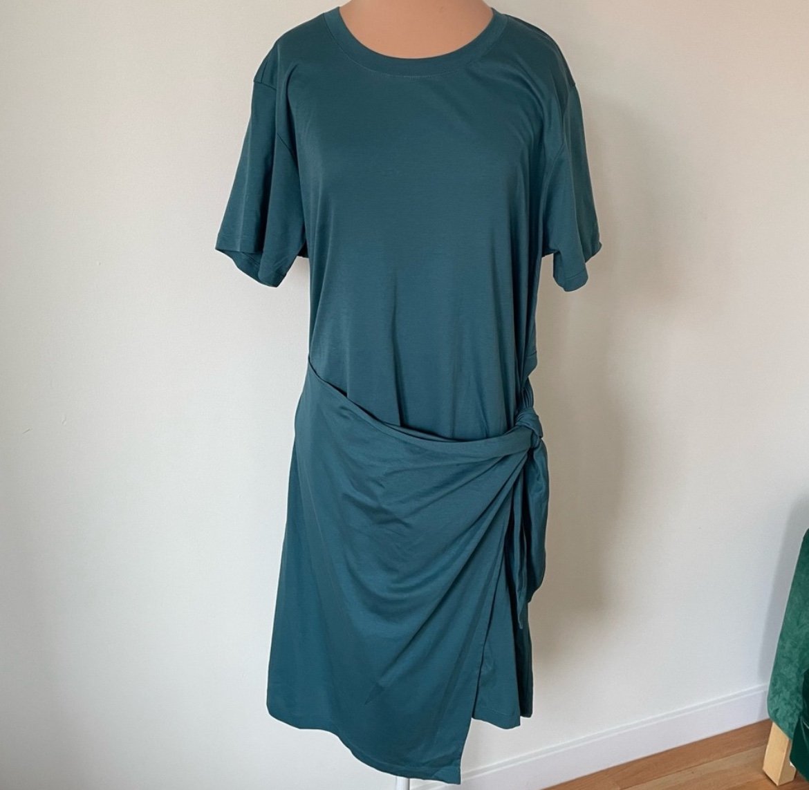 Vince Short Sleeve Waist Tie Blue Cotton Wrap T-Shirt Dress V877084131 EUC Sz L