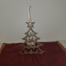 Vtg. Christmas Tree Candle Holder. Handmade Solid Brass Made In India.