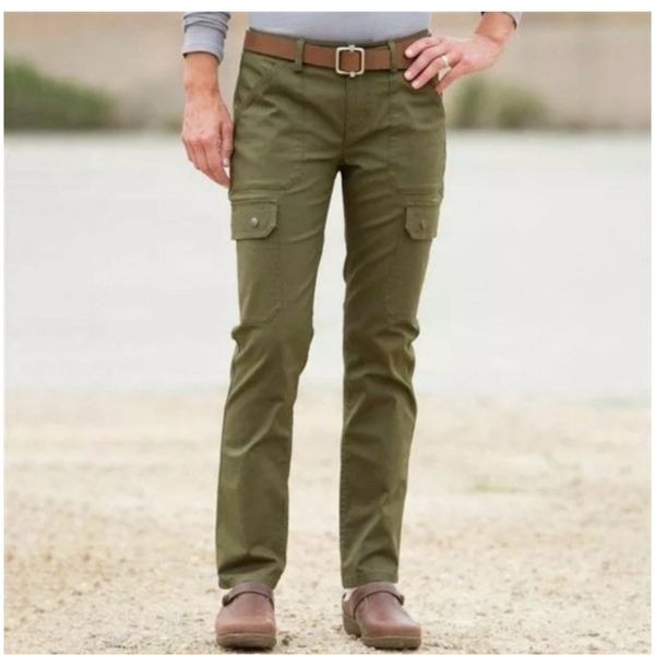 Duluth Trading Co Women’s DuluthFlex Fire Hose Slim Leg Cargo Pants Olive Green