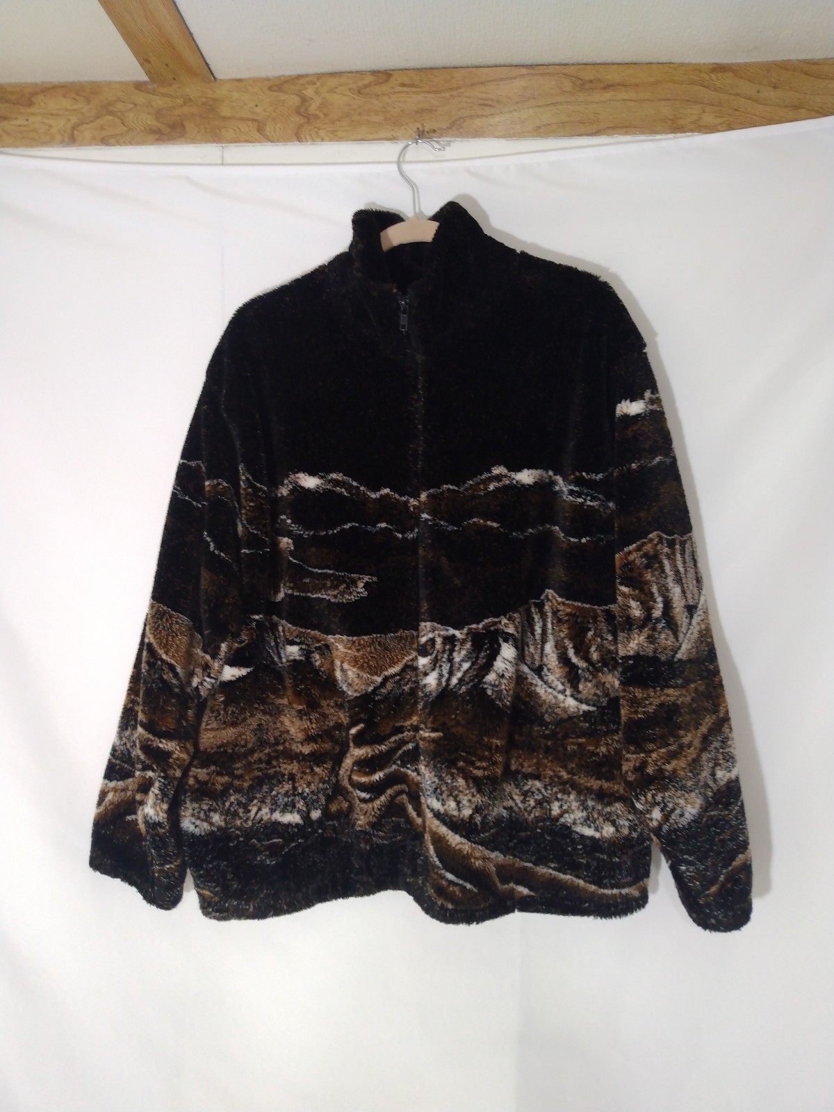 Vintage Black Mountain Wilderness Eagle Full Zip Fleece Pile Jacket Adult Sz L