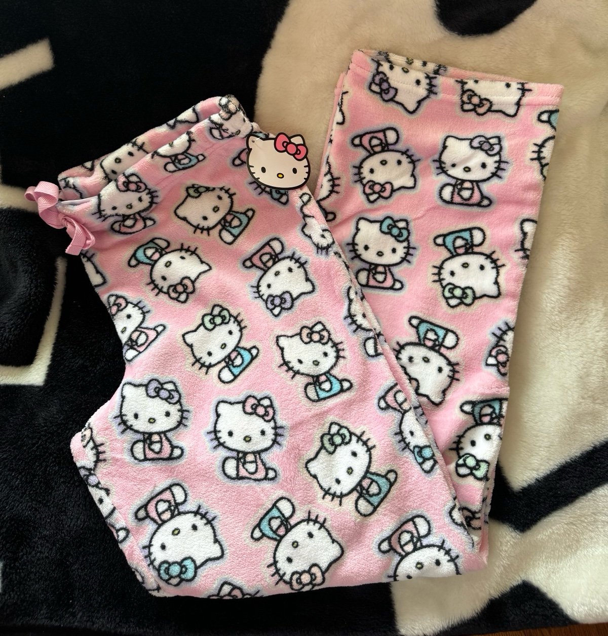 Sanrio hello kitty fleece soft pastel pink pj pajama pants size x-large nwt