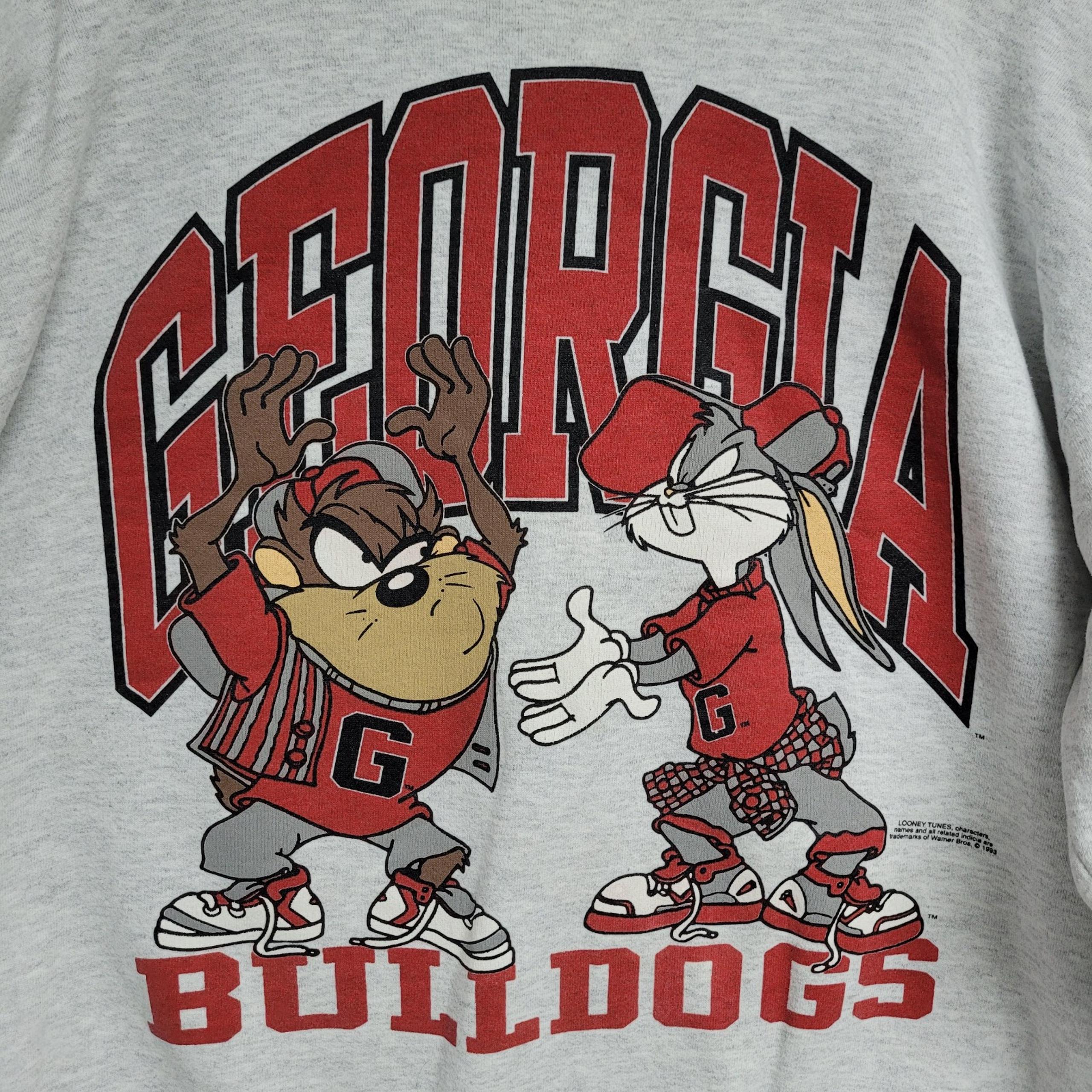 Georgia Bulldogs Looney Tunes Sweater Taz Bugs Bunny Mens XL 90s Savvy Warner