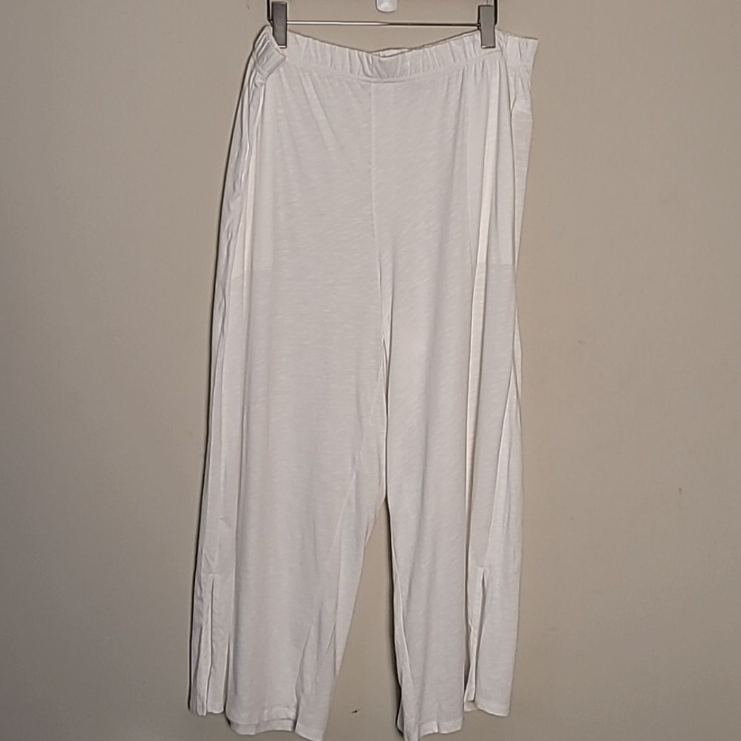 Eileen Fisher burnt-out organic cotton wide leg crop Sz 1X