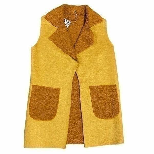 Mustard Teddy Vest Made in Italy NWT