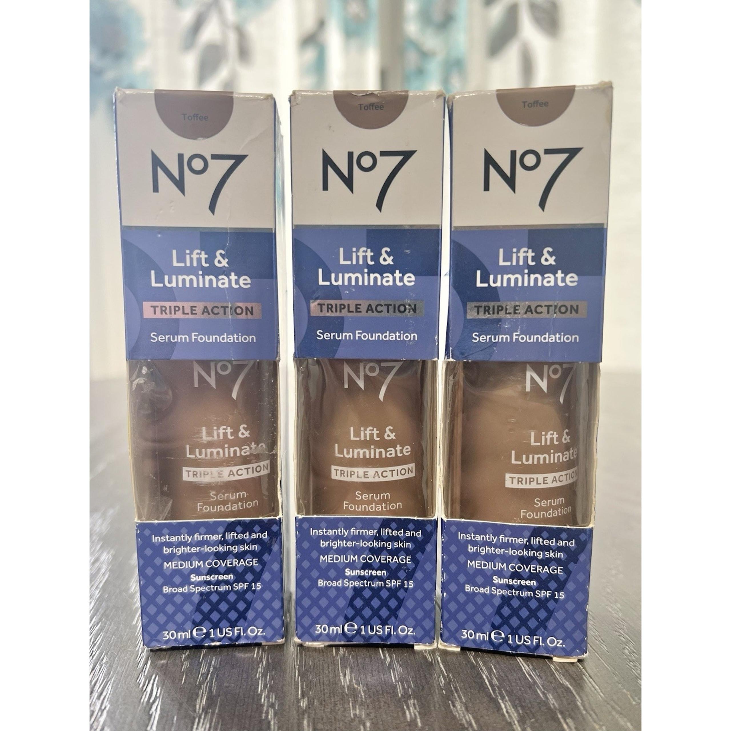 No7 Lift & Luminate Triple Action Serum Foundation SPF15 - TOFFEE - Lot of 3