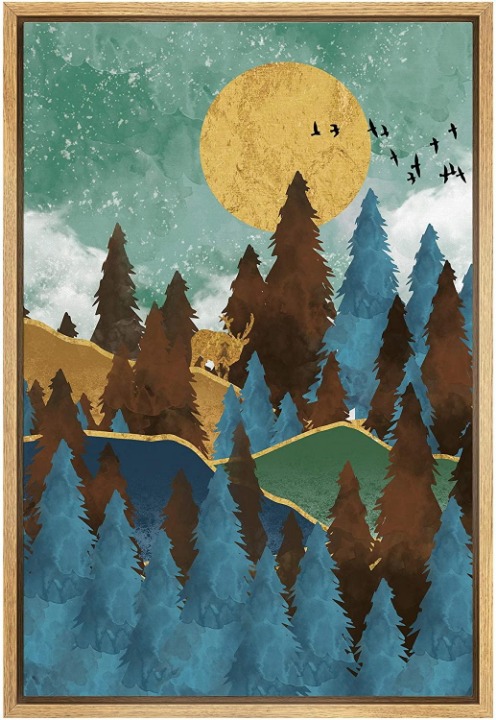 Yellow Moon Abstract Wilderness Illustrations Modern Art Contemporary Scenic