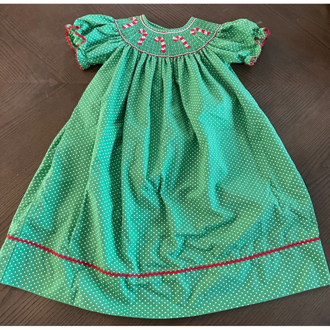 Claire & Charlie Boutique Smocked Candy Cane Dress Size 3 Christmas Southern