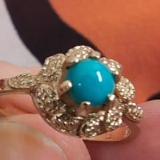 14k gold Persian turquoise ring