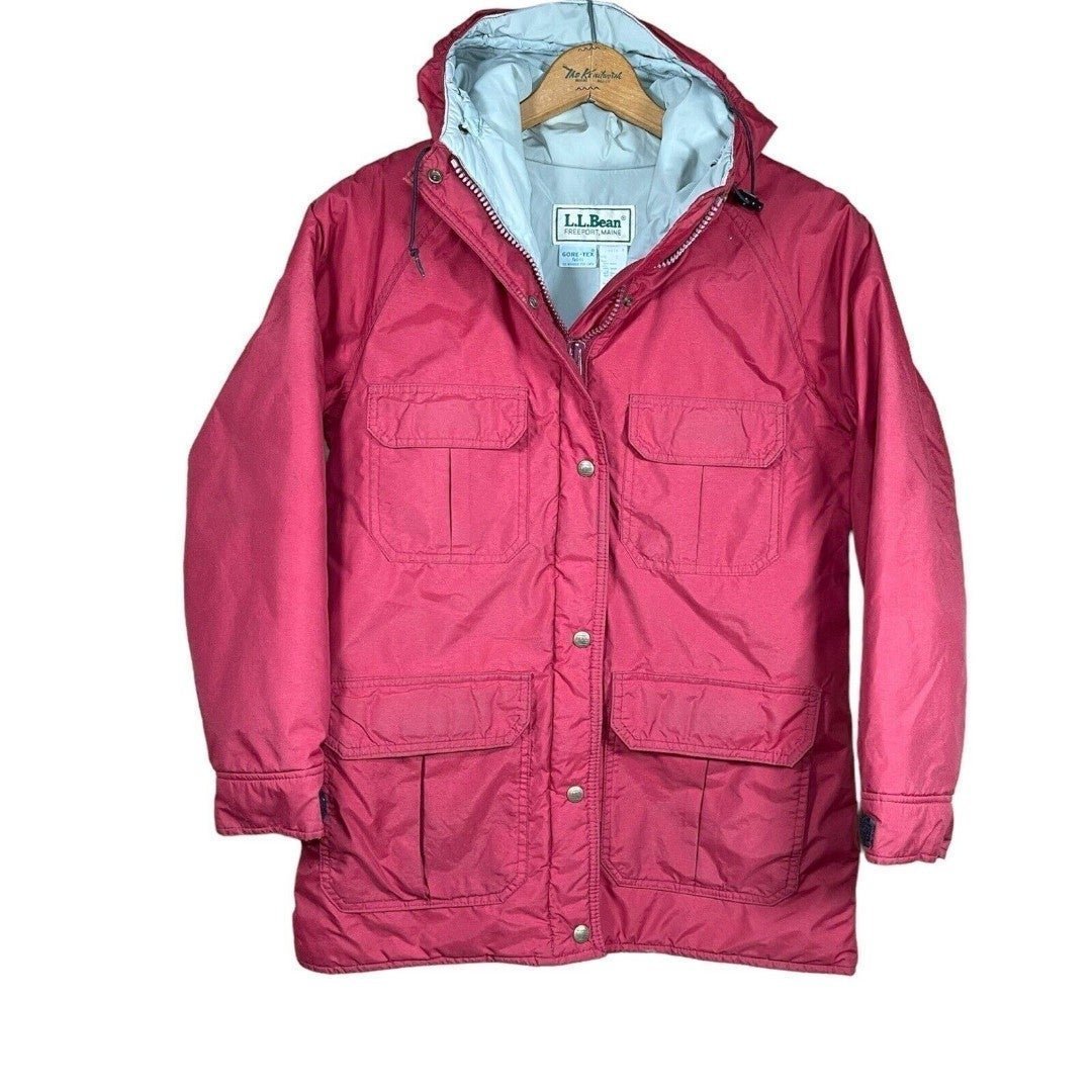 Vintage LL Bean Gore Tex Womens Small Nylon Puffer Rain Jacket READ