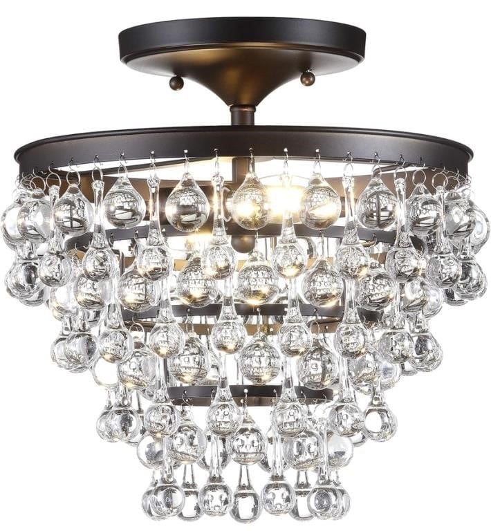 JONATHAN Y JYL9029A Toronto 13 Metal/Crystal LED Flush Mount Contemporary,Tr...