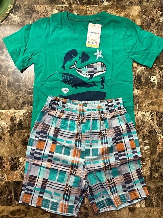 Funnymore Toddler Boy Cotton Summer Short Sleeve T-Shirt and Short Set 9 PCS LOT