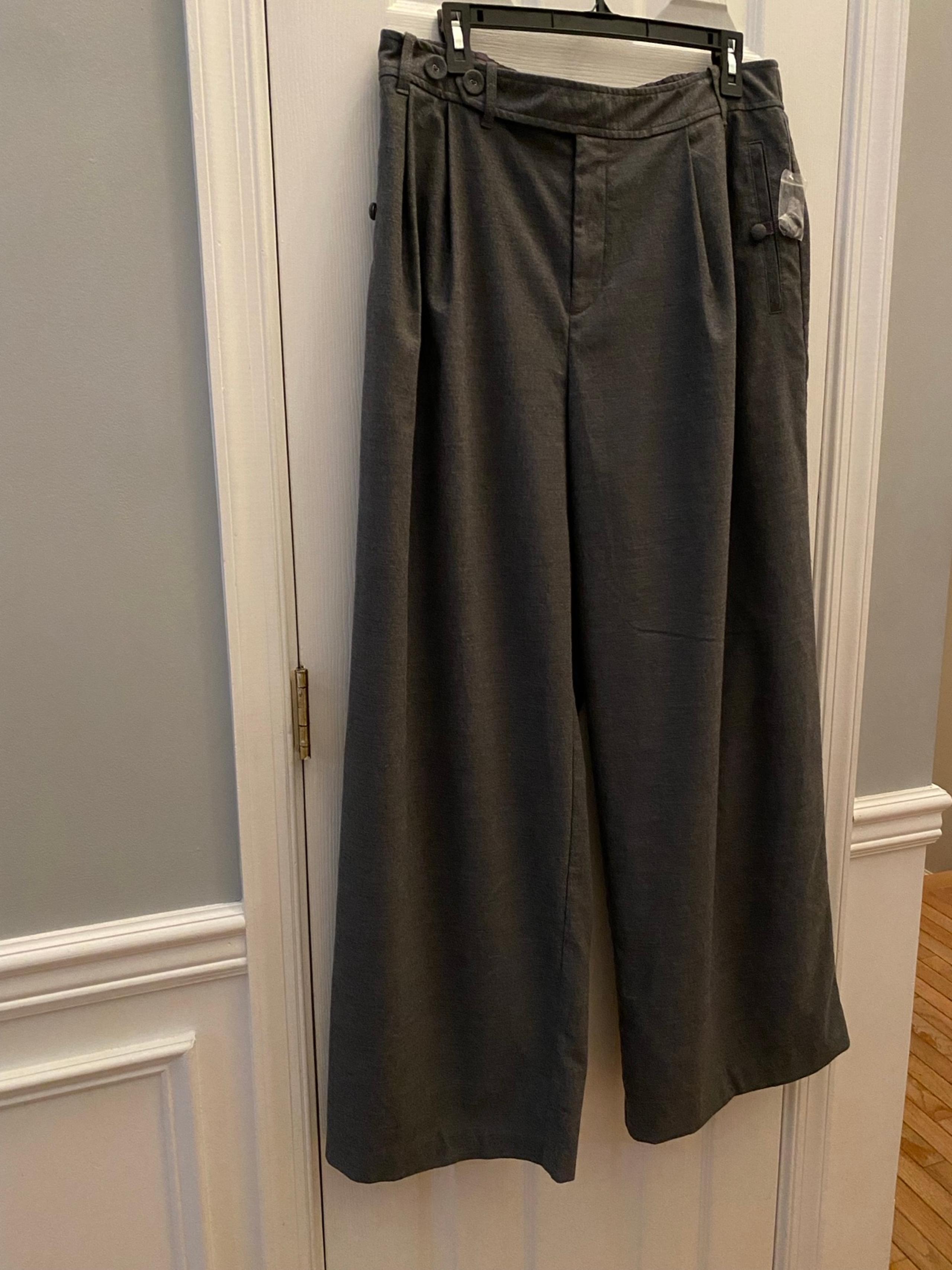 Anthropologie Womens Casual Dress Pants Gray Wide Leg Slacks Large