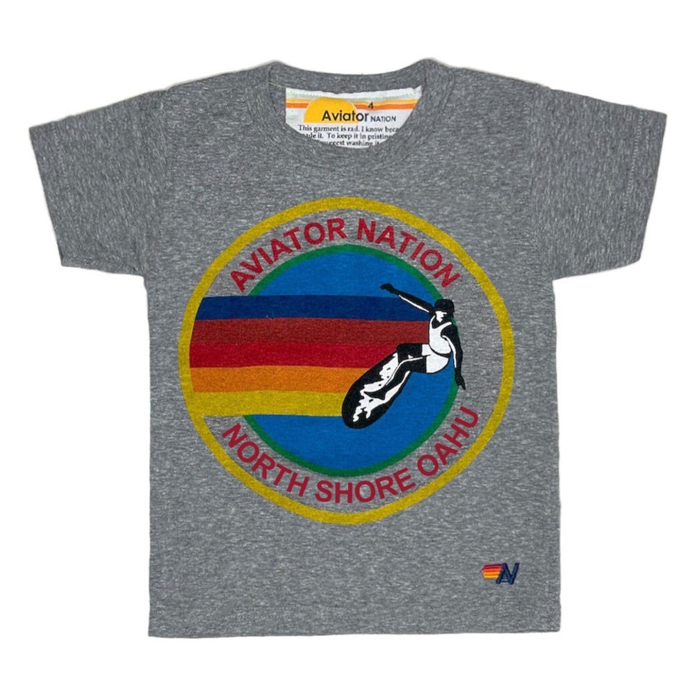 Aviator Nation North Shore Oahu Kids Tee Heather Grey Size 6