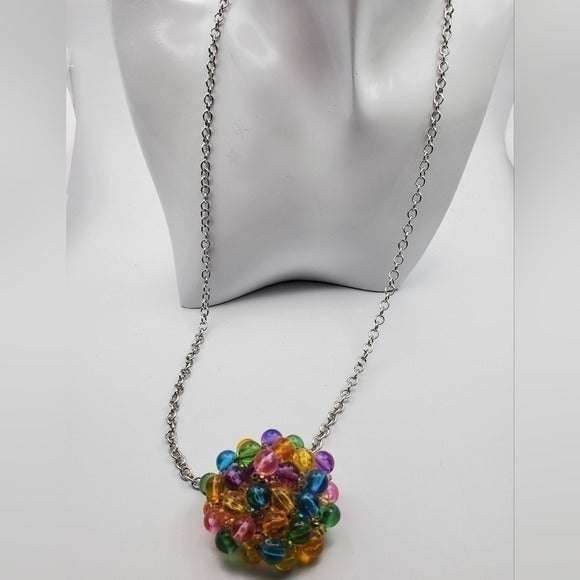Rainbow cluster colorful festive necklace N2331