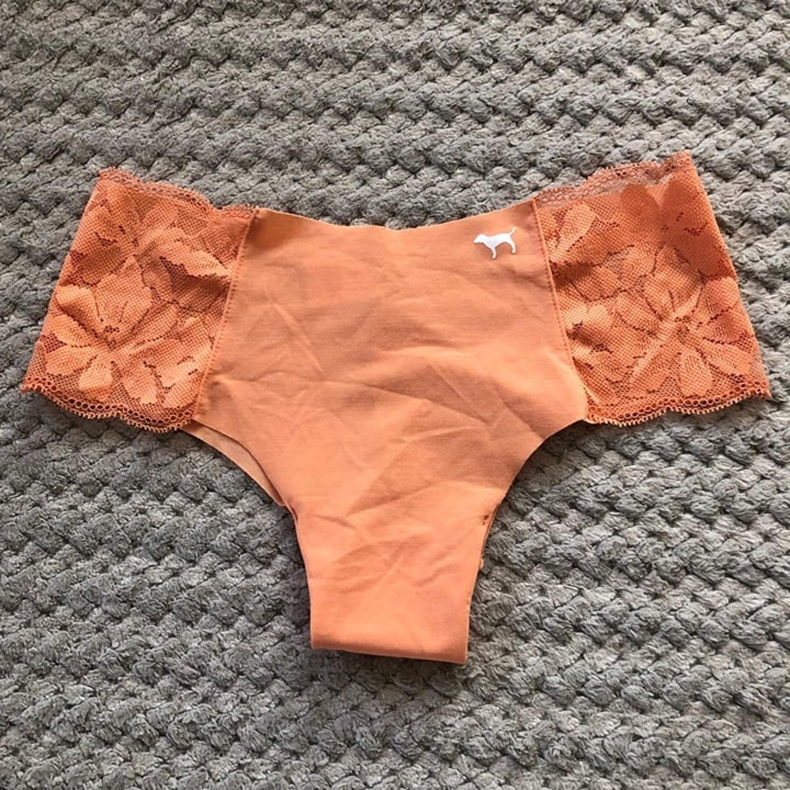 PINK Victoria's Secret Cheekster Panties Solid Orange Lace Women's Size XS NWT