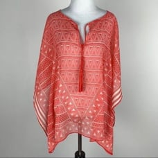 Chicos sz S/M geometric poncho coverup resortwear
