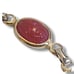 Egyptian Revival Carved Glass Scarab Beetle Multi Color Gold Tone Link Bracelet