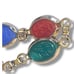 Egyptian Revival Carved Glass Scarab Beetle Multi Color Gold Tone Link Bracelet