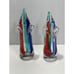 Gorgeous Pair 2 Vintage Art Glass Murano Dolphin Shaped Sommerso Style Vase