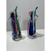 Gorgeous Pair 2 Vintage Art Glass Murano Dolphin Shaped Sommerso Style Vase