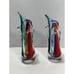 Gorgeous Pair 2 Vintage Art Glass Murano Dolphin Shaped Sommerso Style Vase