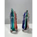Gorgeous Pair 2 Vintage Art Glass Murano Dolphin Shaped Sommerso Style Vase