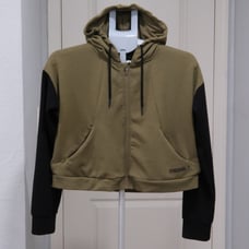 Gymshark Women's Cropped Full Zip-Up Hoodie Jacket Size Medium Two-Toned B/G