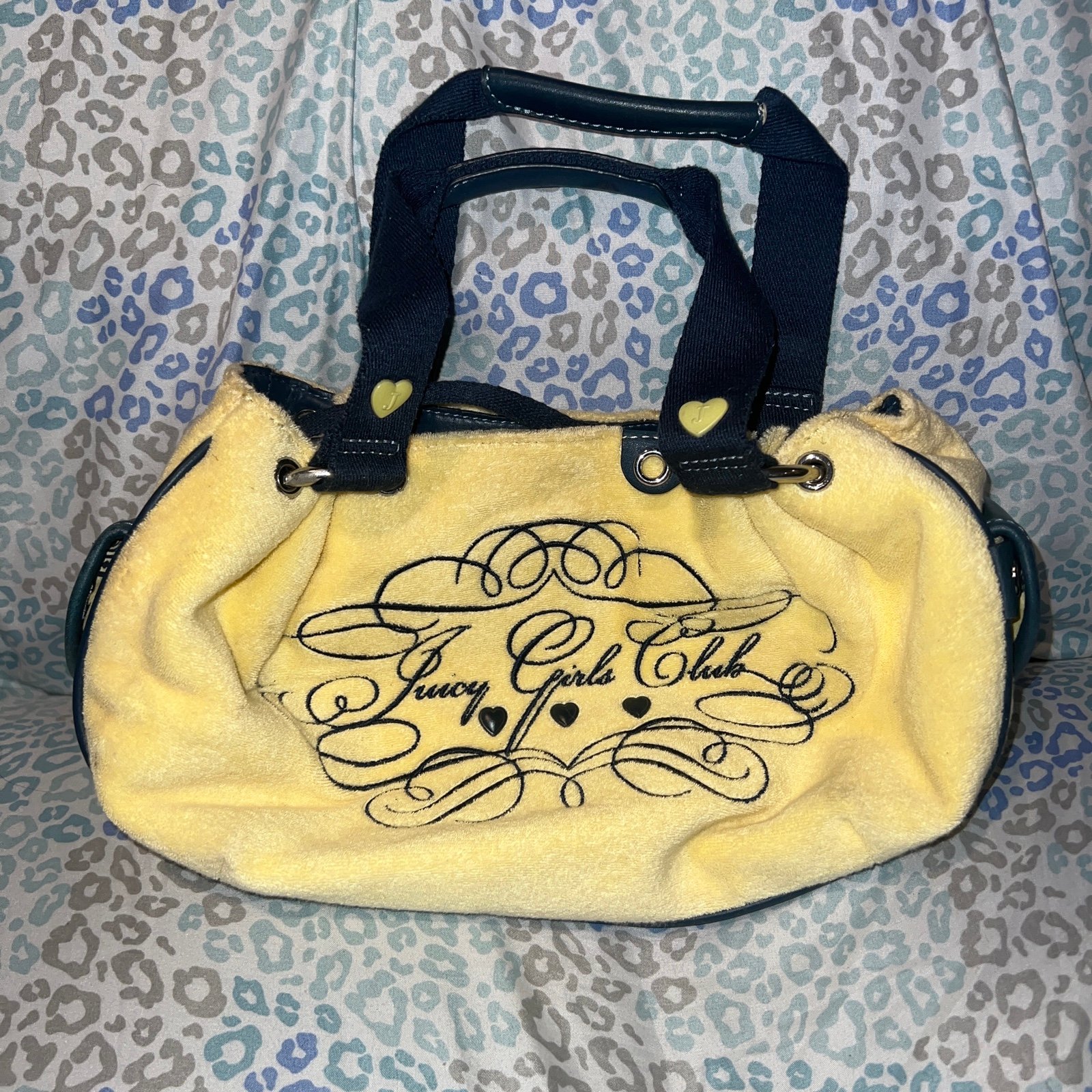 Vintage Blue Yellow Juicy Couture Bag Purse Satchel Handbag Juicy Girls Club