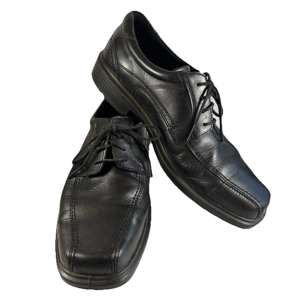 ECCO Helsinki 2 Plain Toe Tie Shoe Black Leather Size Men 43/10, Pre-owned