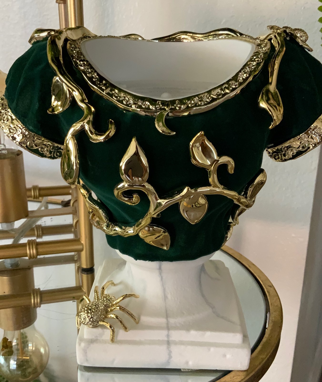 Bath & body works vintage green velvet spider bust