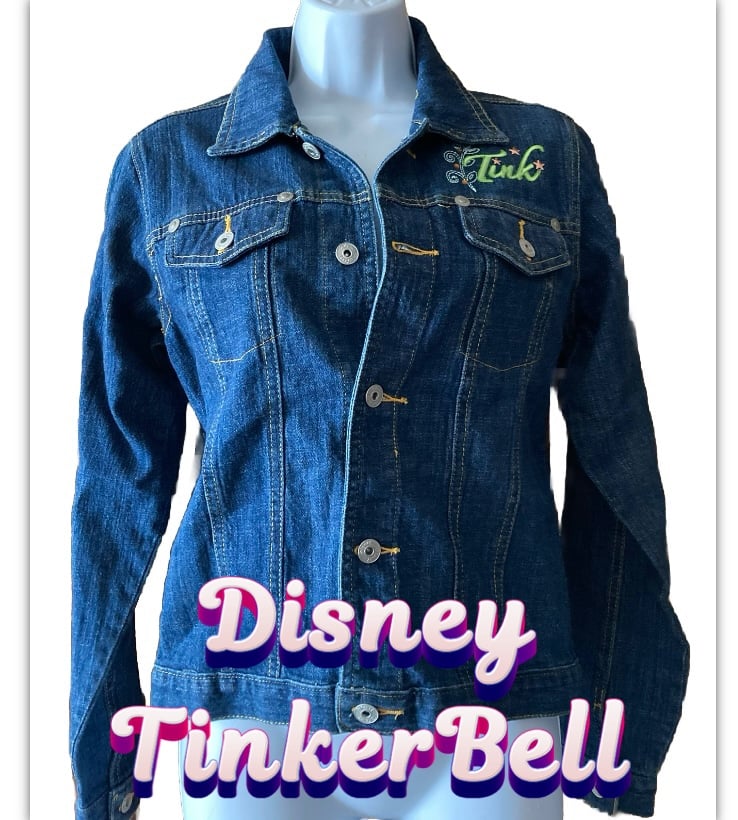 Disney Tinkerbell Womens Small Denim Embroidered Button Up Jacket NWT Vintage