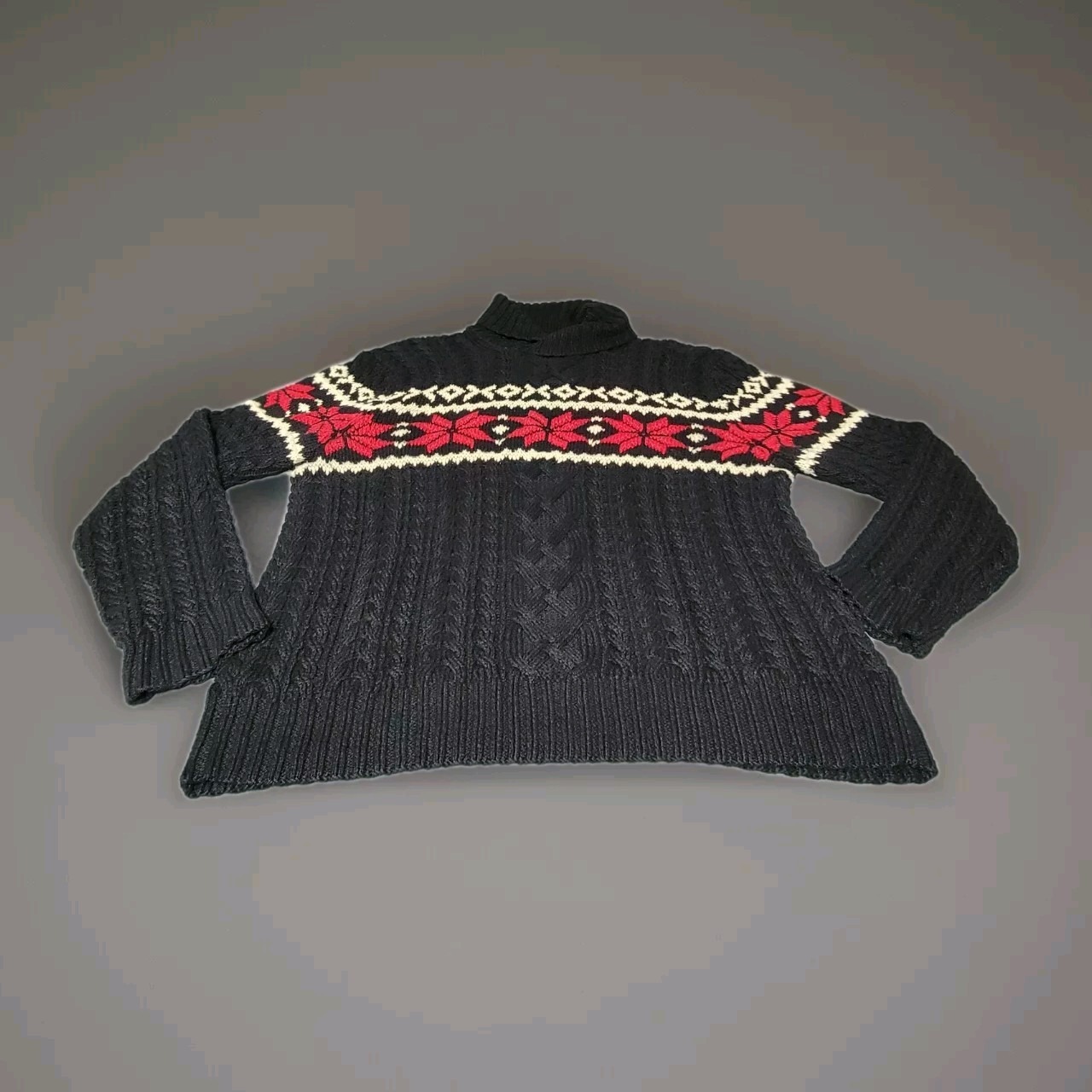 Polo Ralph Lauren Men's Ski Fair Isle Turtleneck Sweater Red Snowflakes Sz XL