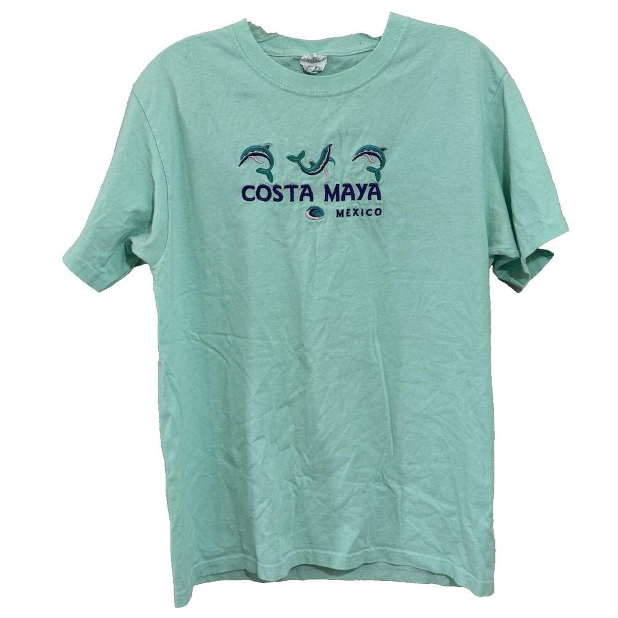 Vintage  Costa Maya Mexico Playful Dolphins T-Shirt Embroidered Medium
