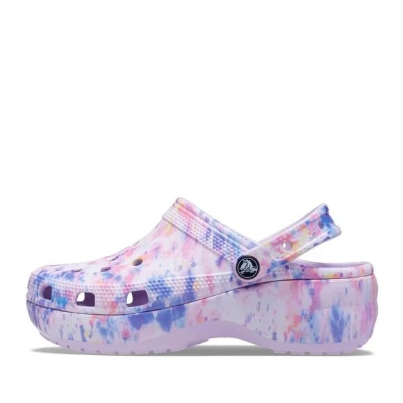Crocs Women's Lavender Classic Platform Tie Dye Slip-On Casual Clogs Size 9