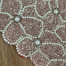 Pearl and beads pink heart placemats set 2