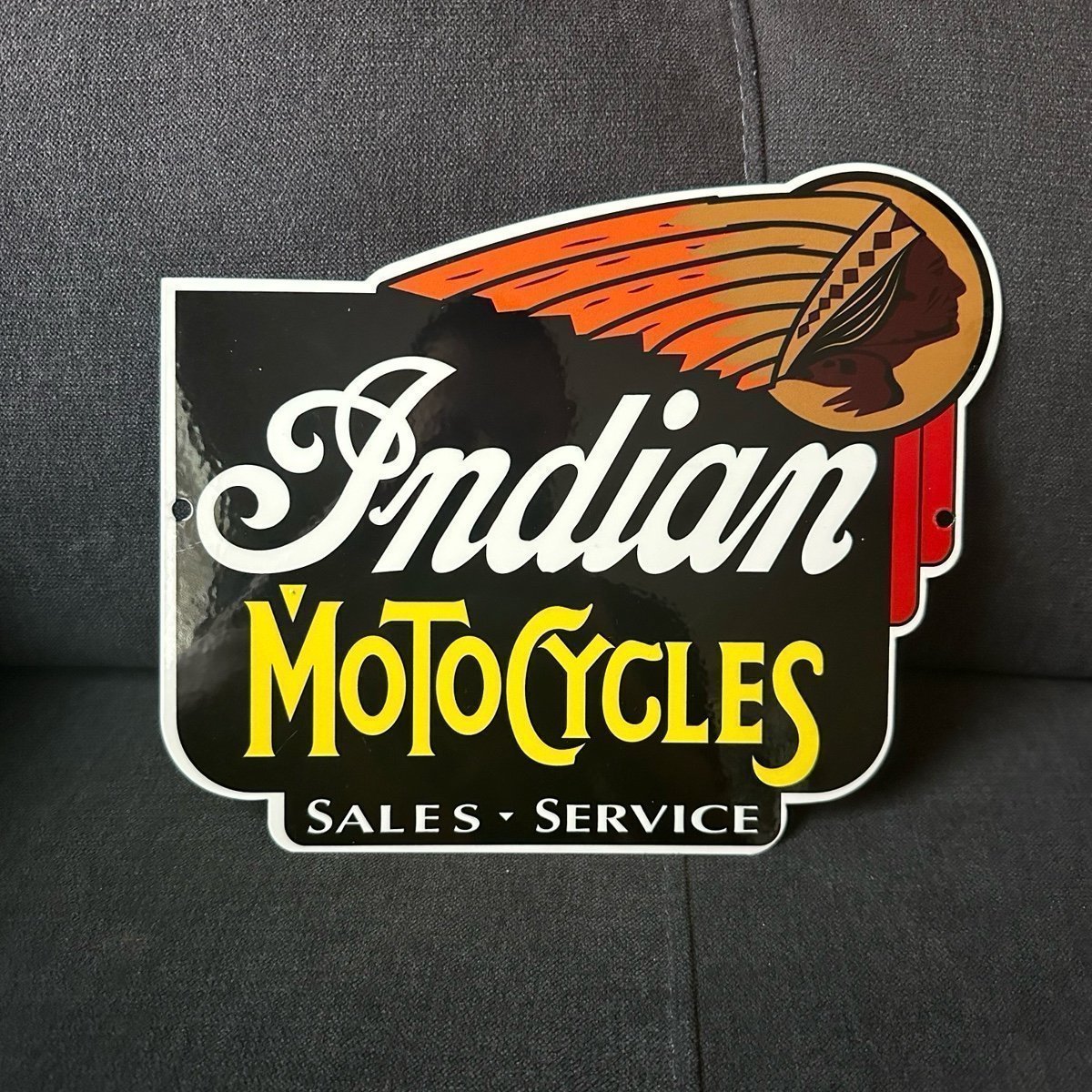 Indian Motorcycles Sales & Service Ceramic Metal Sign