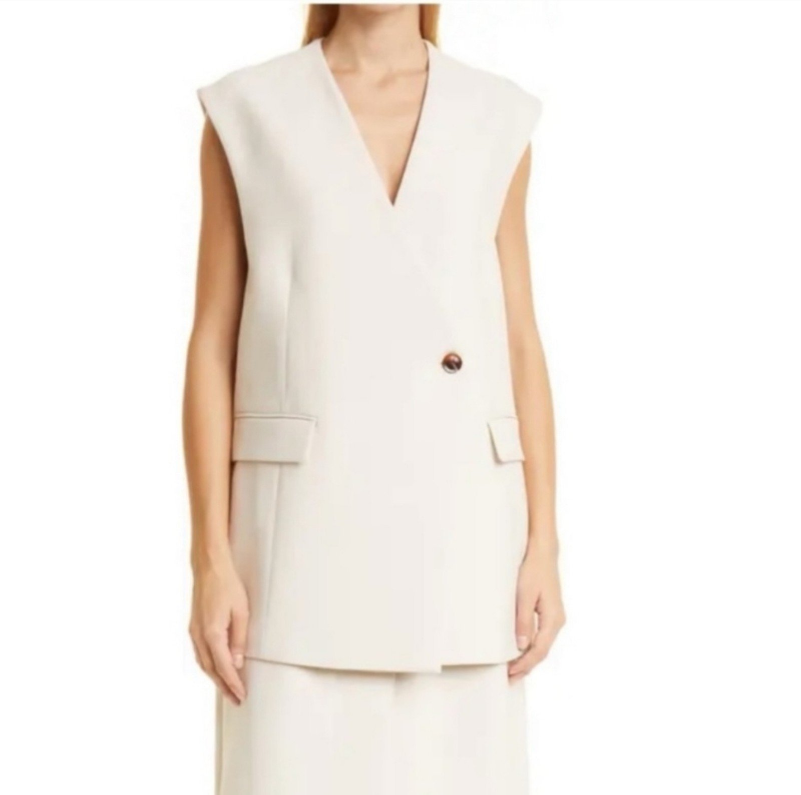 Samsoe Samsoe Erika Vest In Brown Rice (Beige) Women's Loose Fit Medium  NWT $32