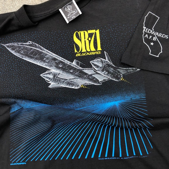 Vtg 1988 Blackbird SR71 Edwards AFB Official Merch Single Stitch Black Tee XL