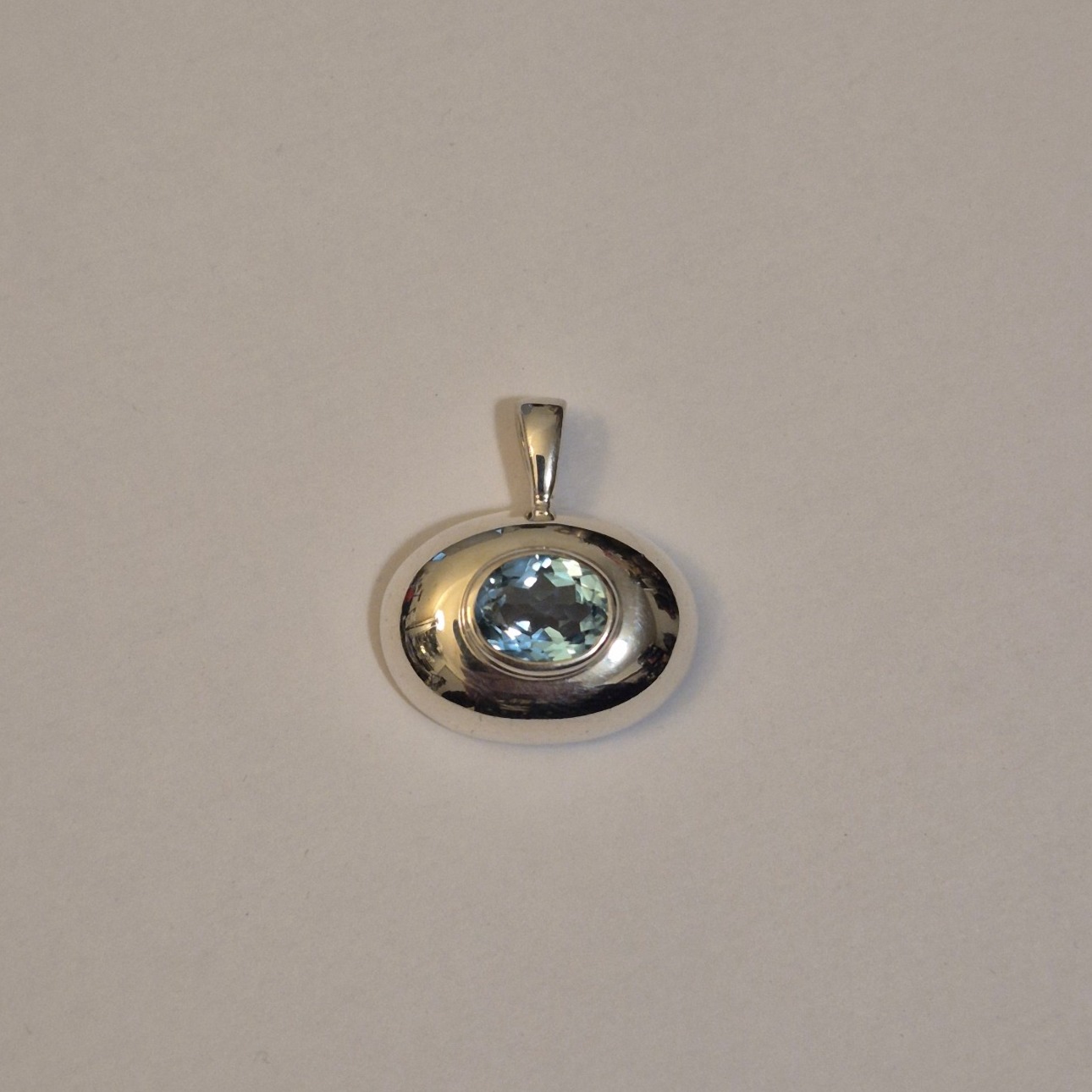 Joseph Esposito ESPO 925 Sterling Silver Blue Topaz Oval Modern Dome Pendant