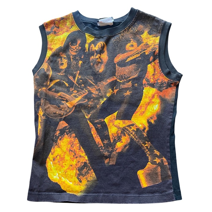 Vtg 90s Incredible Kiss shirt Glam Metal Band Shirt Women's sleeveless Shirt L