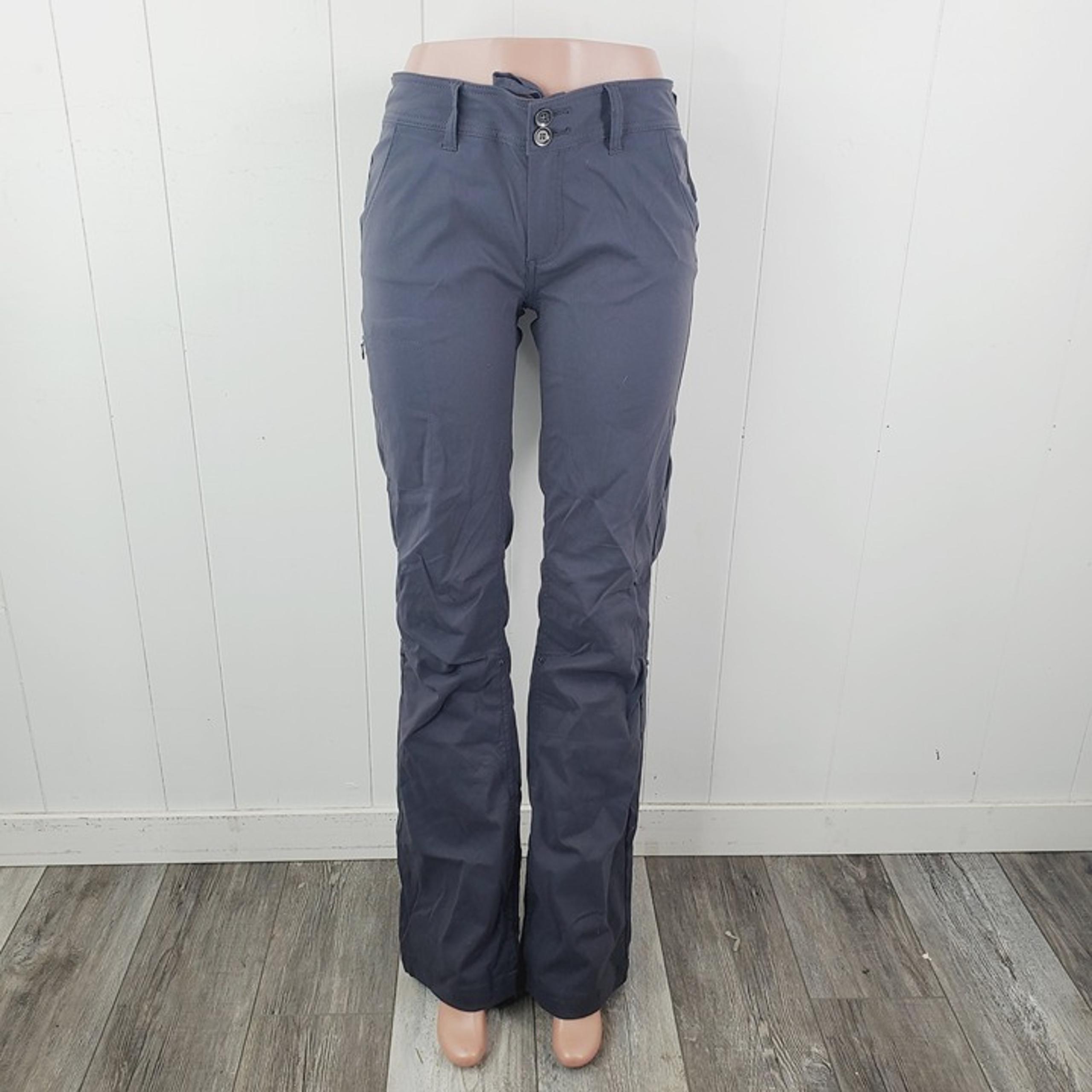 Prana Women's Dark Grey Flat Front Slim Bootcut Casual Dress Pants Size 8