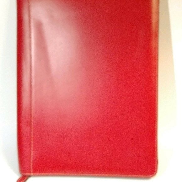 Lodis Zip Around Red Leather Case Folio Binder Document Notepad Holder