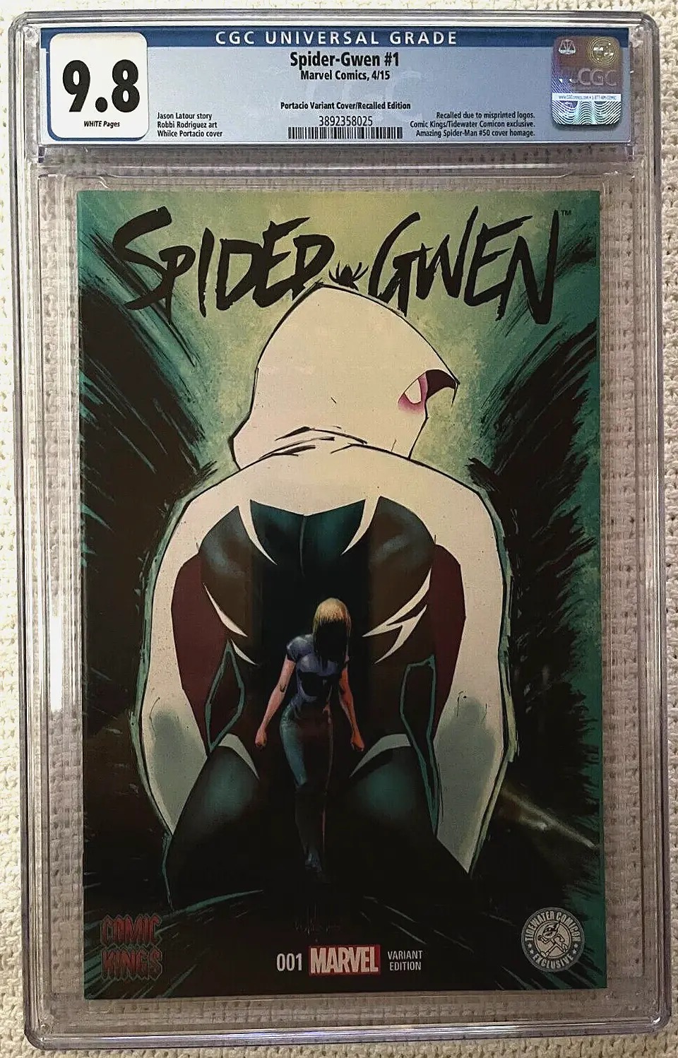 MARVEL~SPIDER-GWEN #1~PORTACIO~COMIC KINGS~RECALLED EDITION~CGC 9.8