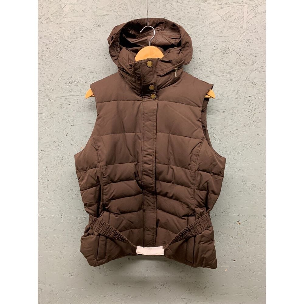 即日発送 Lands End Outdoor Vest Puffer Quilted Down Brown Women Vest ジャケット・アウター