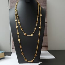 18K Gold Italian Plated (?) Circles Necklace 30 Extra Long